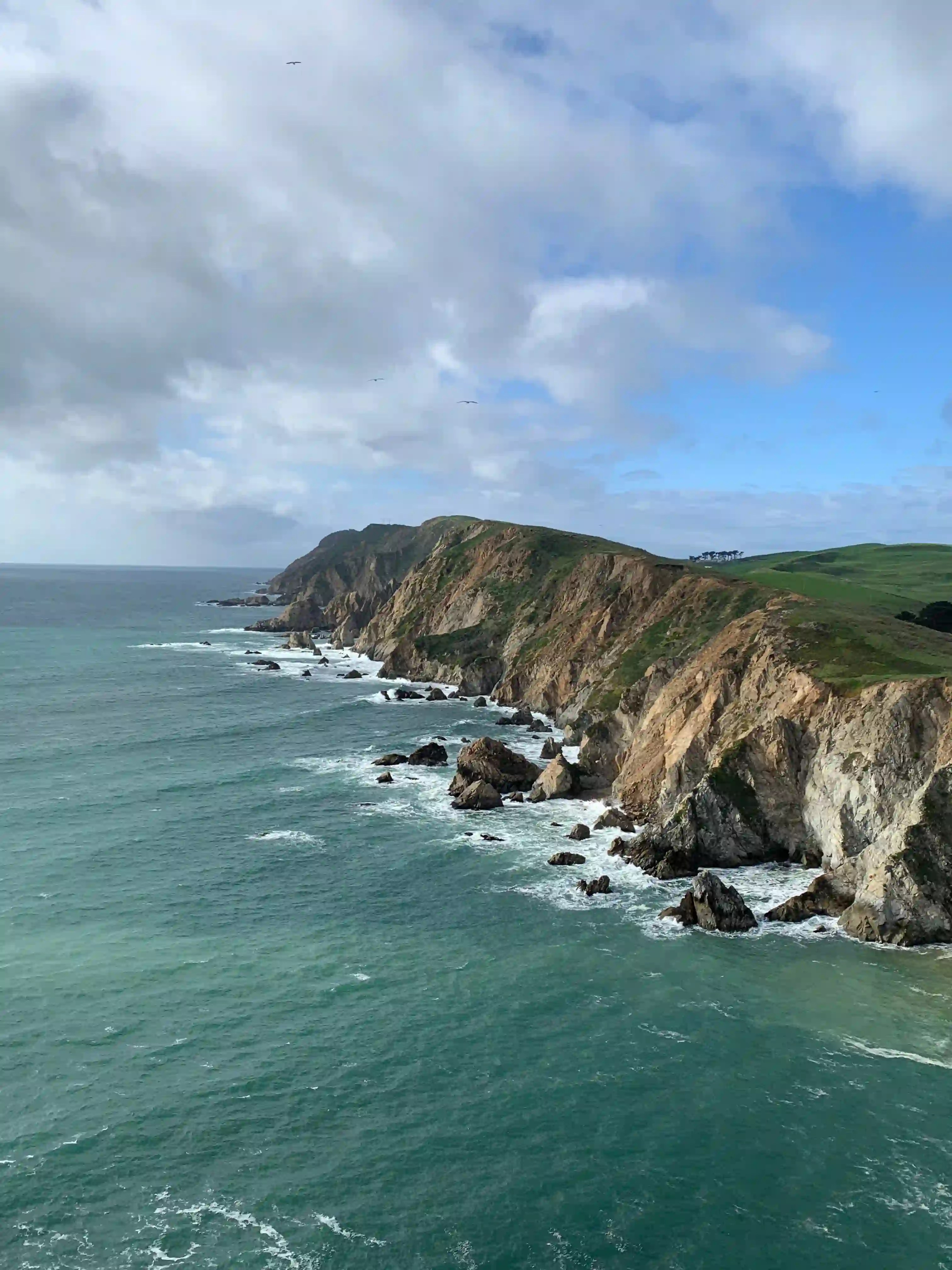 View of the Big Sur coast during a road trip on Highway 1, California