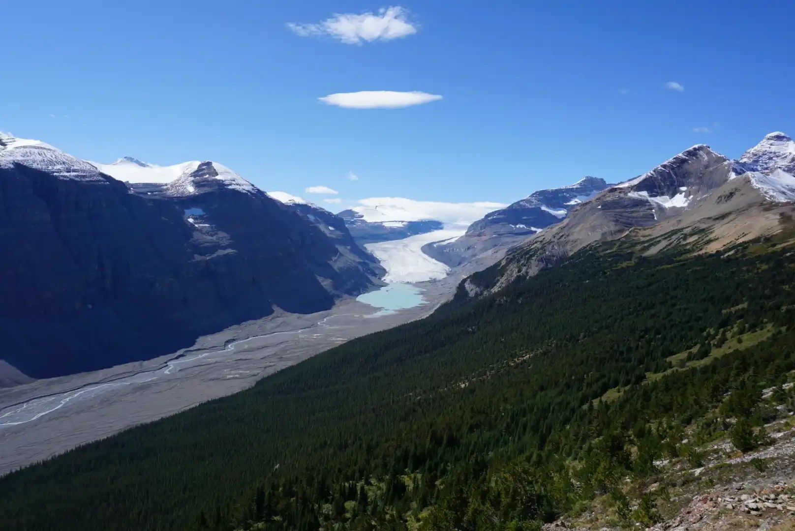 High altitude view a glacier on Parker Ridge, Banff National Park, Canada