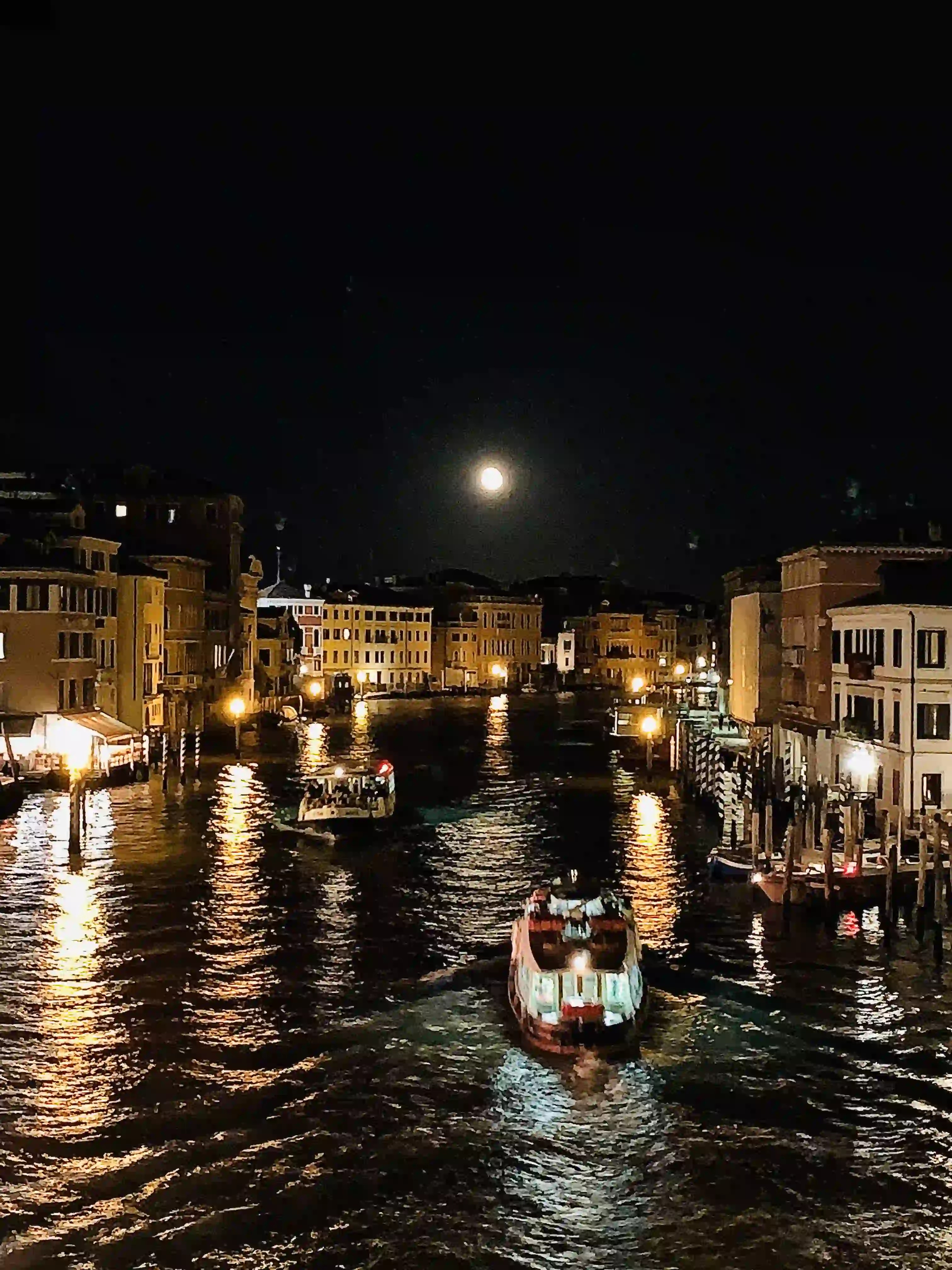Venice, Italy lit up at night