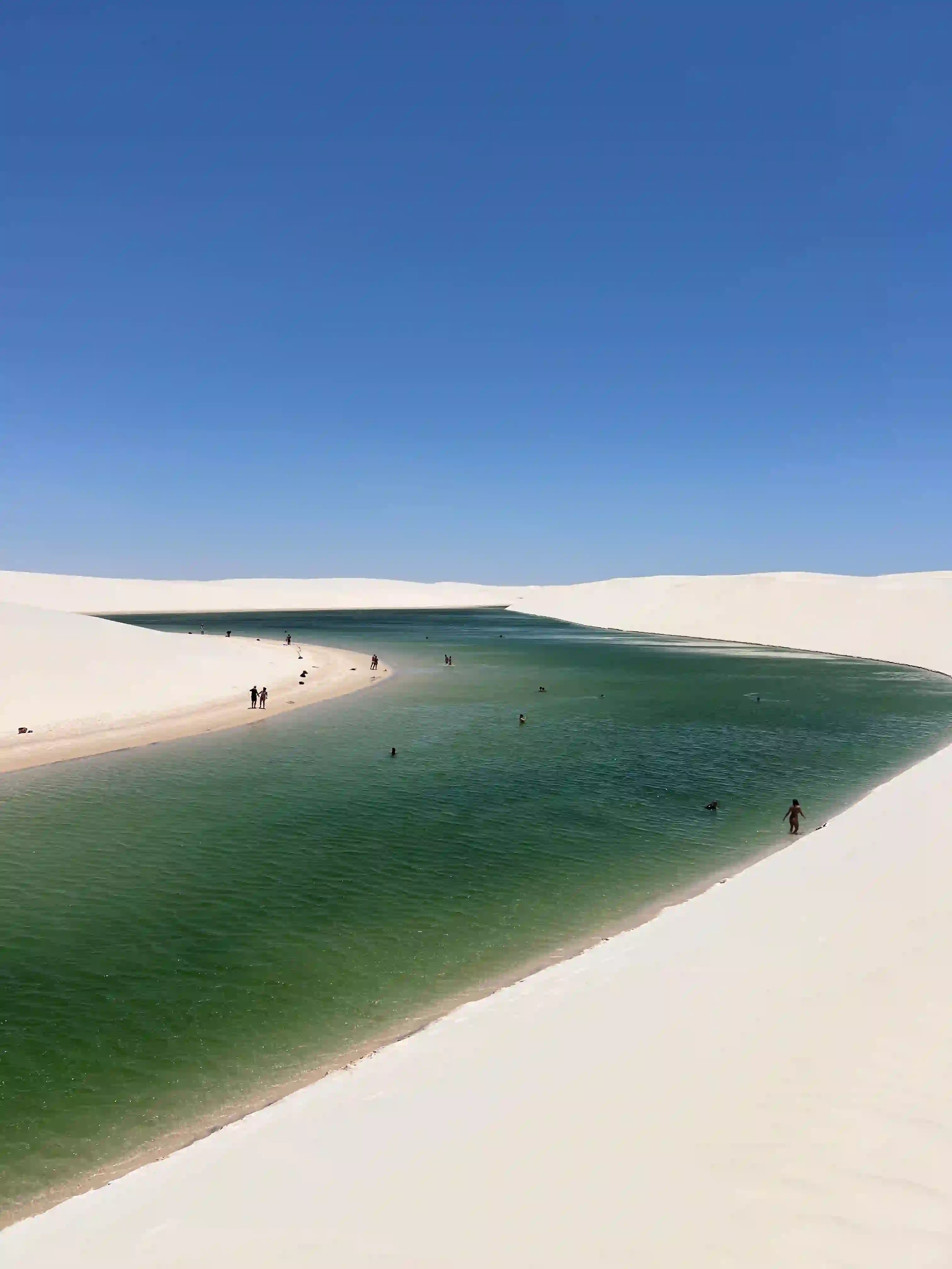 A green lagoon found in Lencois Maranhenses, Brasil