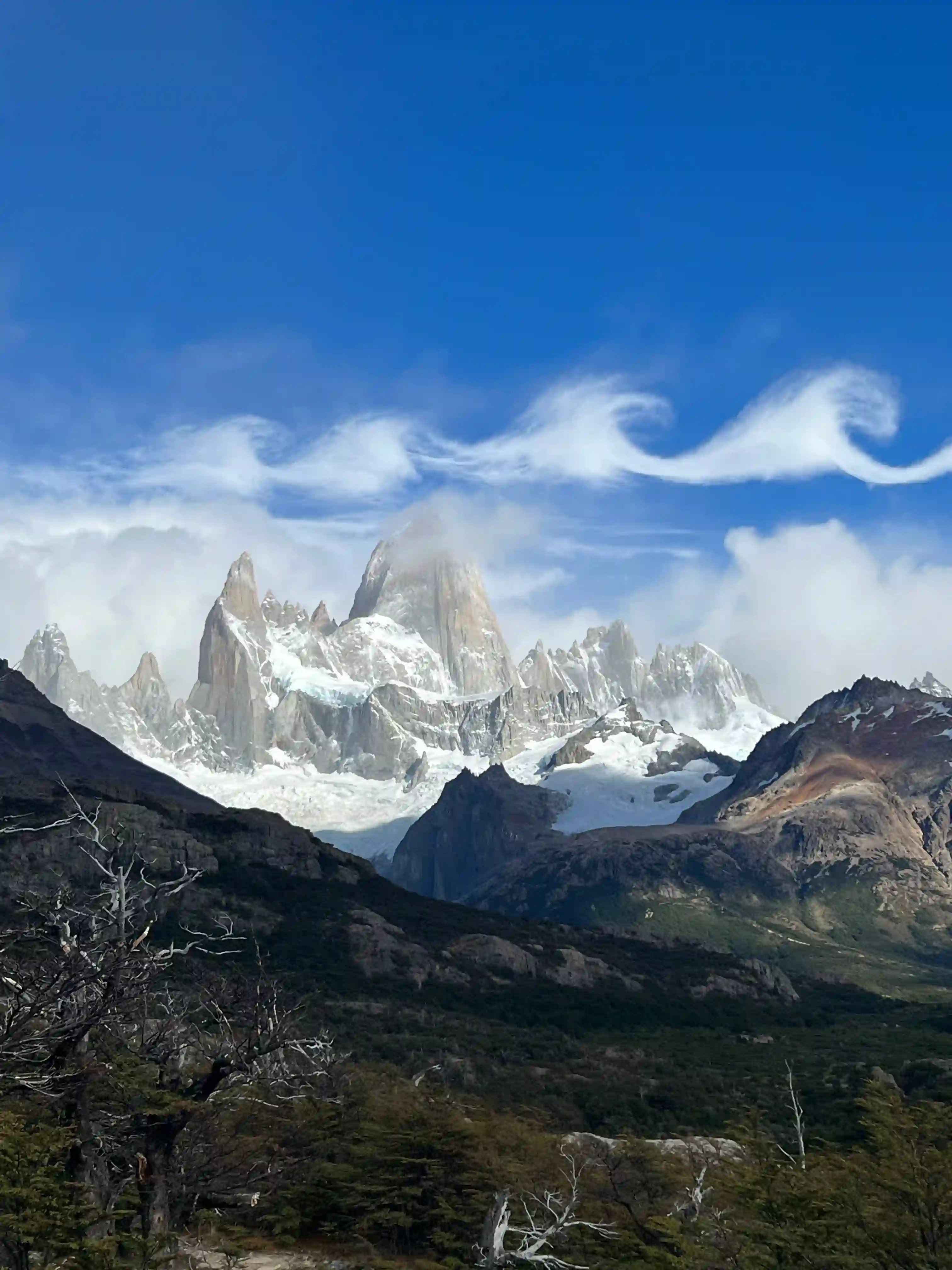 Kelvin Helmholtz instability cloud formation in front of Mount Fitz Roy, Argentina